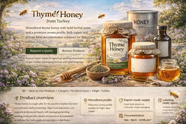 Thyme honey supply from Turkey (product image)